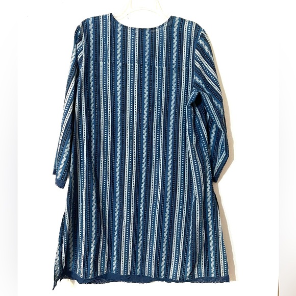 April Cornell Tunic Dress Blue Gray Peasant Boho Cottage - Picture 6 of 7